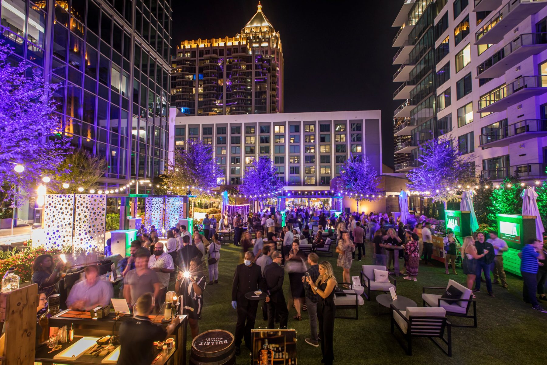 Gather 'Round festival at night, Midtown Atlanta